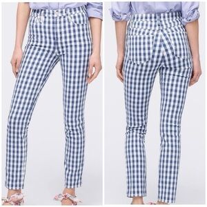 J. Crew Vintage Straight Gingham Jeans 26 Blue and White Picnic Cottagecore